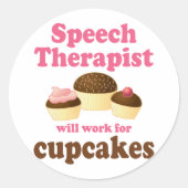 カップケおもしろいーキのスピーチセラピスト ラウンドシール (正面)