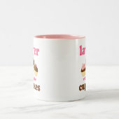 カップケおもしろいーキ弁護士の仕事をする ツートーンマグカップ (中央)