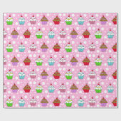 カップケお洒落ーカラフルキ ラッピングペーパー (フラット)