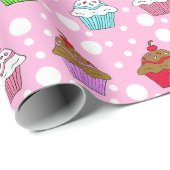 カップケお洒落ーカラフルキ ラッピングペーパー (ロールコーナー)