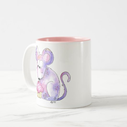 カップケお洒落ーキを使ったかわいいマウス ツートーンマグカップ (正面左)