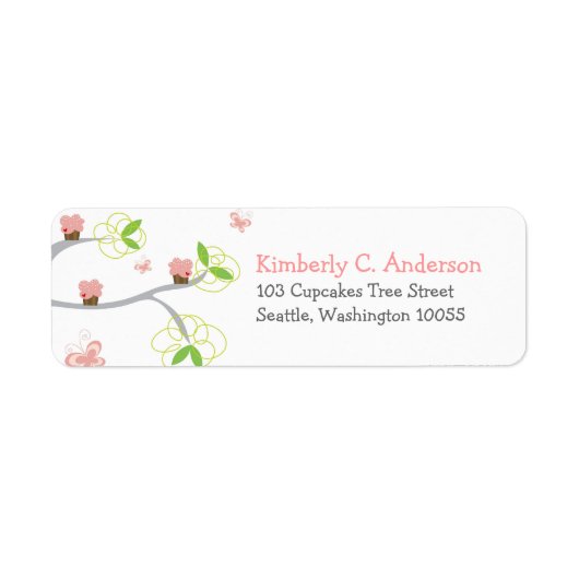 カップケお洒落ーキツリーブランチョーズスウィート誕生日 ラベル (正面)