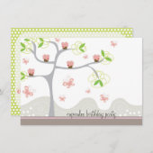 カップケお洒落ーキツリーブランチョーズスウィート誕生日 招待状 (正面/裏面)