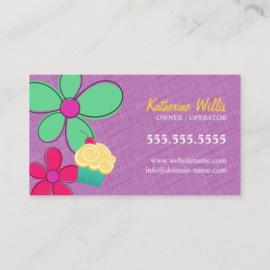 カップケお洒落ーキフローラとドードルフレーム 名刺 (裏面)