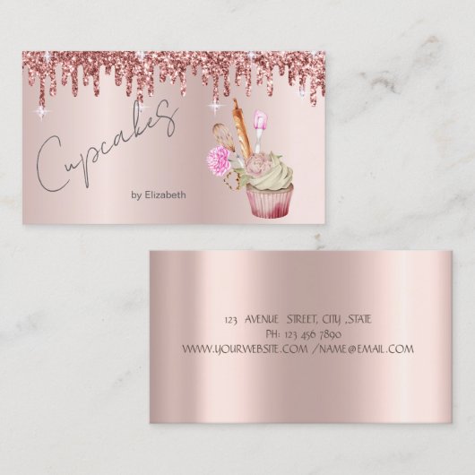 カップケエレガントーキベーカリーツールバラ金ゴールドディップ 名刺 (正面/裏面)