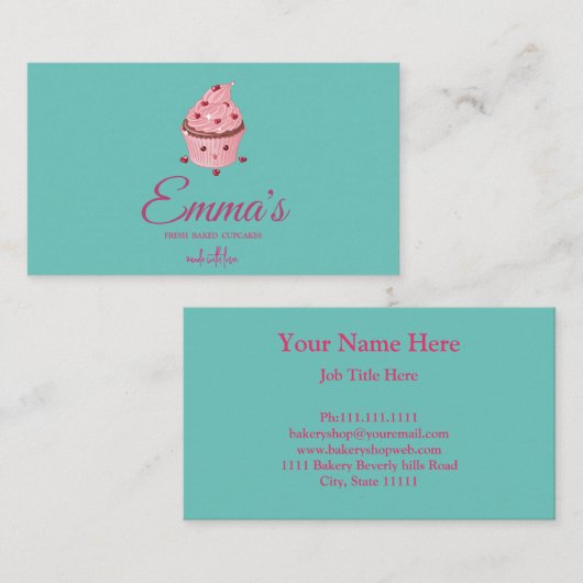 カップケエレガントーキベーカリーベイカーシェフケータリング 名刺 (正面/裏面)