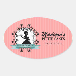 カップケエレガントークシルエットベーカリーボックスシール 楕円形シール