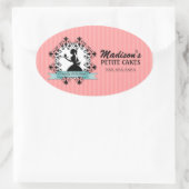 カップケエレガントークシルエットベーカリーボックスシール 楕円形シール (バッグ)