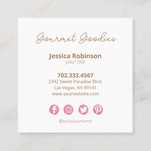 カップケエレガントーモダンクベーカリースクエアビジネスカード スクエア名刺 (裏面)