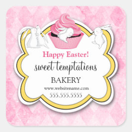 カップケカラフルーキお洒落バニー スクエアシール