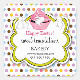 カップケカラフルーキお洒落バニー スクエアシール