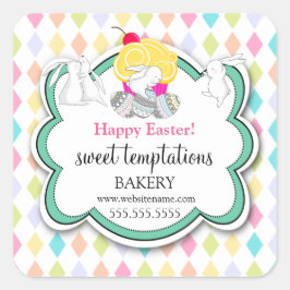 カップケカラフルーキイースターお洒落ブンニーベーカリー スクエアシール