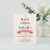 カップケカラフルーキツリーブライダルシャワー インビテーションポストカード (スタンド正面)