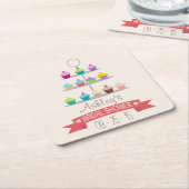 カップケカラフルーキツリーブライダルシャワー スクエアペーパーコースター (アングル)