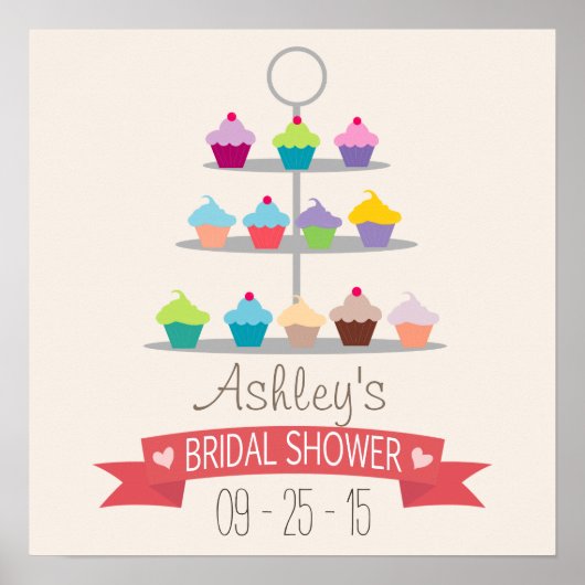 カップケカラフルーキツリーブライダルシャワー ポスター (正面)