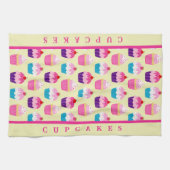 カップケカラフルーキパターン、スイートトリートメント キッチンタオル (横)