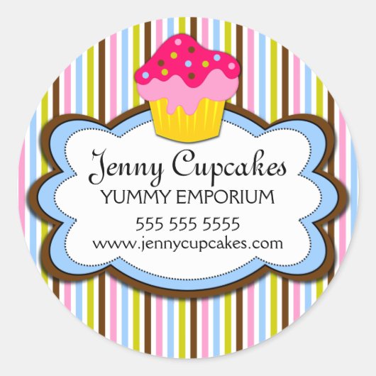 カップケカラフルーキベーカリーボックスシール ラウンドシール (正面)