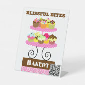 カップケカラフルーキベーカリーQRコード台座標識 台座サイン (正面)