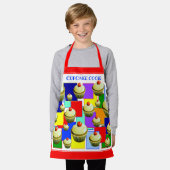 カップケカラフルーキ調理師キッズ エプロン (着用した状態)