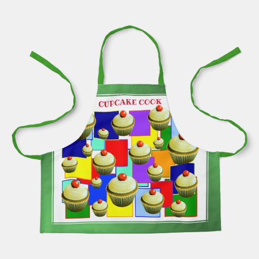 カップケカラフルーキ調理師キッズ エプロン (正面)