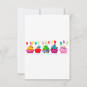 カップケカラフルーキ – 3x5ガール誕生日カード 招待状 (裏面)