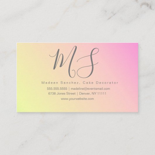 カップケグラデーションーキベーキングケーキデコレーター振りかける 名刺 (裏面)