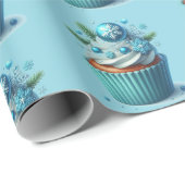 カップケシンプルーキミニマルー青 ラッピングペーパー (ロールコーナー)