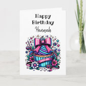 カップケパーソナライズされたーキと着色ページ誕生日 カード (正面)