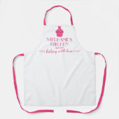 カップケパーソナライズされたーキネームベーキングラブホワイト エプロン (正面)