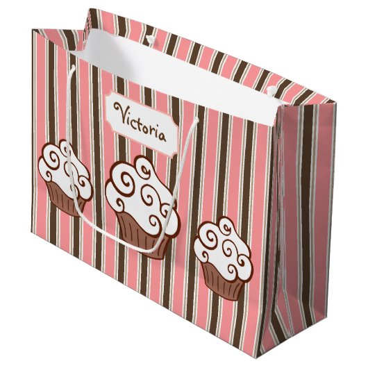 カップケパーソナライズされたーキ抱き枕 ラージペーパーバッグ (正面アングル)