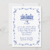 カップケモダンーキお洒落ドードルブライダルシャワー 招待状 (正面)