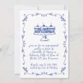 カップケモダンーキお洒落ドードル婚約パーティ 招待状 (正面)