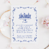 カップケモダンーキお洒落ドードル婚約パーティ 招待状