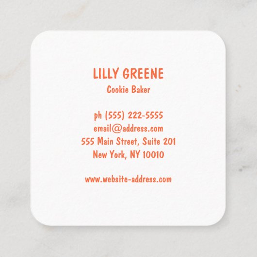 カップケモダンーキベイカー スクエア名刺 (裏面)