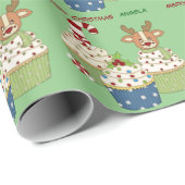 カップケーキおもしろいキッズパーソナライズされたクリスマス ラッピングペーパー (ロールコーナー)