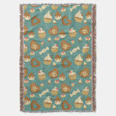 カップケーキおよびキャンデーが付いているパターン スローブランケット (正面縦)