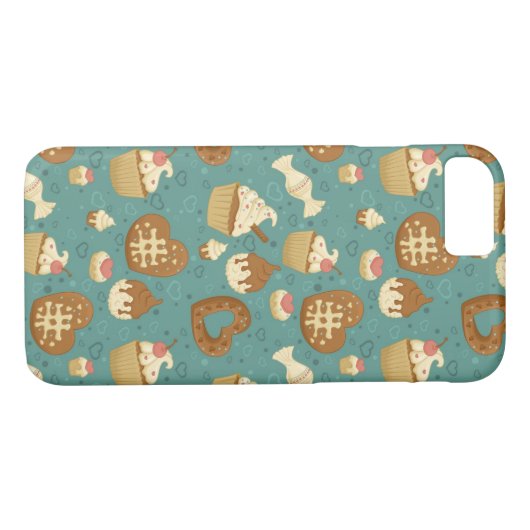 カップケーキおよびキャンデーが付いているパターン Case-Mate iPhoneケース (裏面(横))