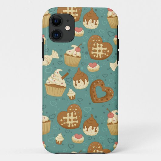 カップケーキおよびキャンデーが付いているパターン Case-Mate iPhoneケース (裏面)