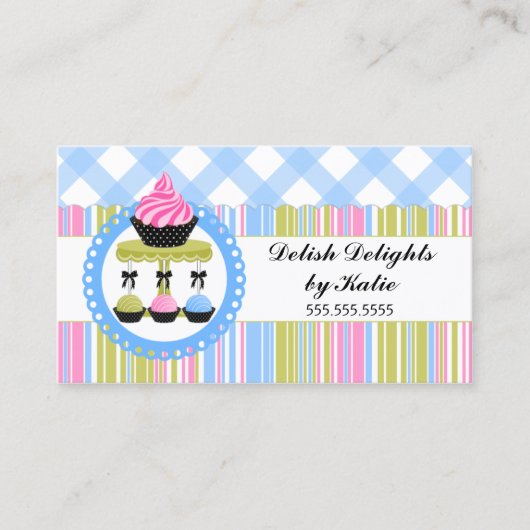 カップケーキおよびケーキのポップのベーカリー 名刺 (正面)