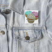 カップケーキおよびハート 缶バッジ (インサイチュ)