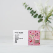 カップケーキおよびラブラドールの妖精の絵を描くこと 名刺 (スタンド正面)