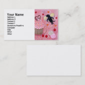 カップケーキおよびラブラドールの妖精の絵を描くこと 名刺 (正面/裏面)