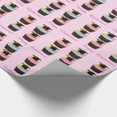 カップケーキおよび免状との幸せな卒業 ラッピングペーパー (角)