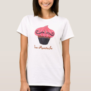 カップケーキおよびLaの口ひげ Tシャツ
