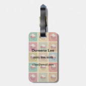 カップケーキから成っているヴィンテージパターン ラゲッジタグ (裏面縦)