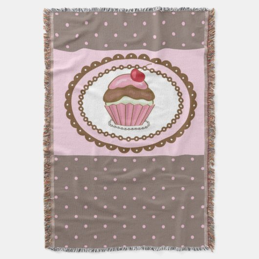 カップケーキが付いているバースデー・カード スローブランケット (正面縦)