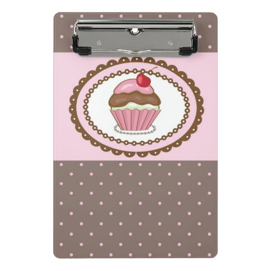 カップケーキが付いているバースデー・カード ミニクリップボード (正面)
