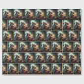 カップケーキが入ったかわいい誕生日リス ラッピングペーパー (フラット)