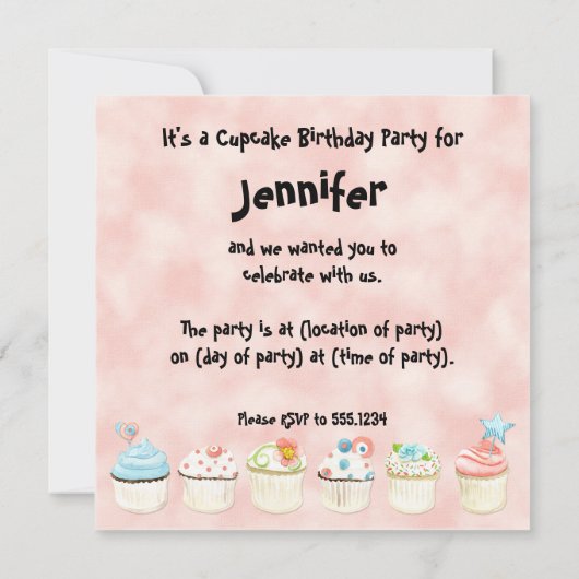 カップケーキが多過ぎるので、とても時間がない! バイ招待状 招待状 (裏面)