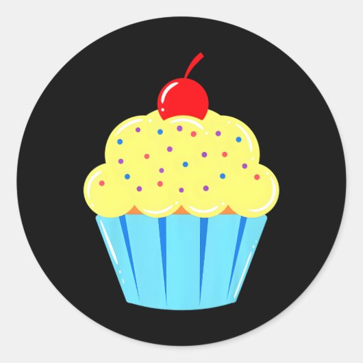カップケーキさくらんぼトップバンフェアリーケーキペストリー ラウンドシール (正面)